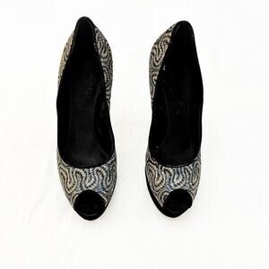 Sebastian CLIO Studded Patterned Open Toe Heeled Platform Shoes Size 38 Italy
